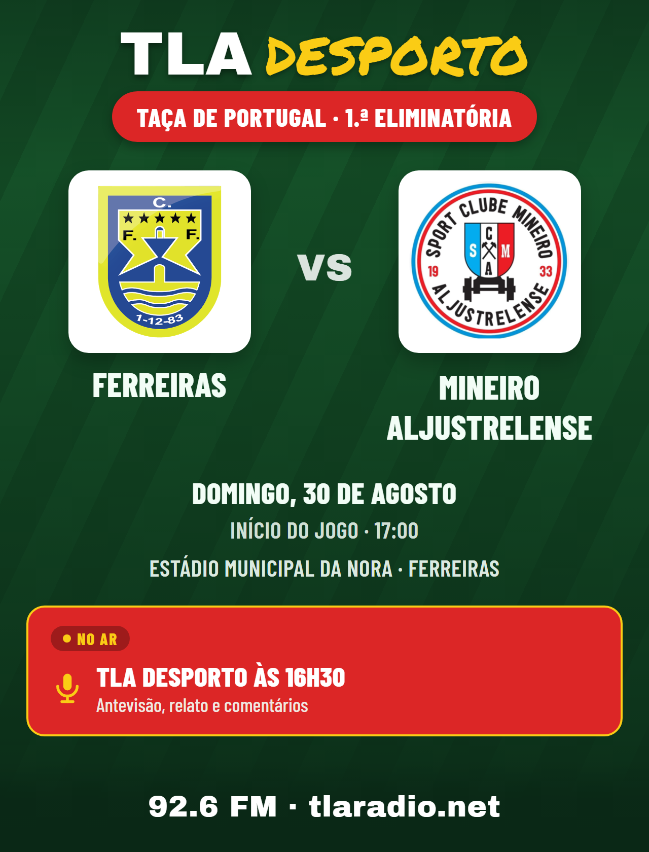 Ferreiras vs Mineiro Aljustrelense - Taça de Portugal, 1.a Eliminatoria