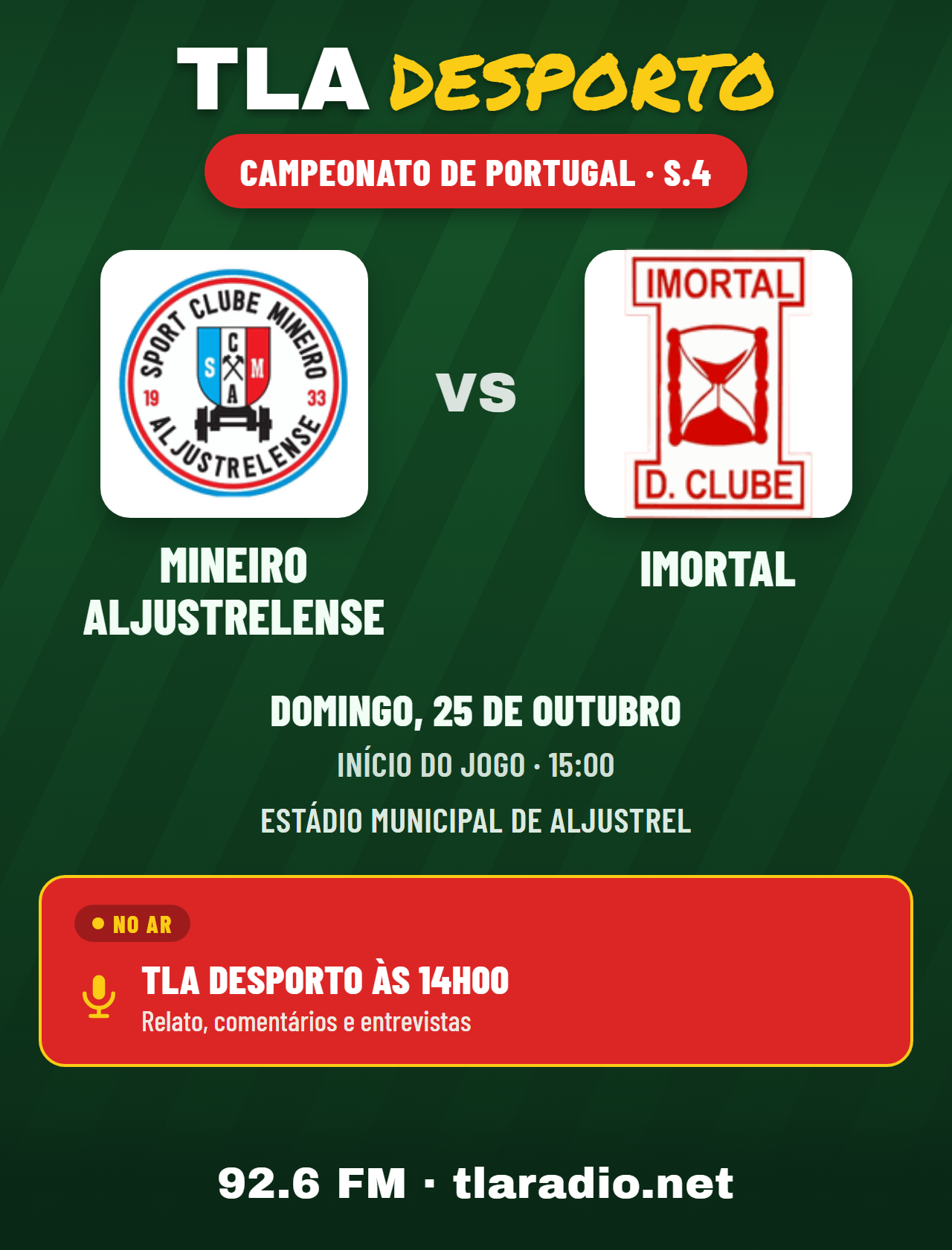 Mineiro Aljustrelense vs Imortal - Campeonato de Portugal, Série 4, Jornada 6
